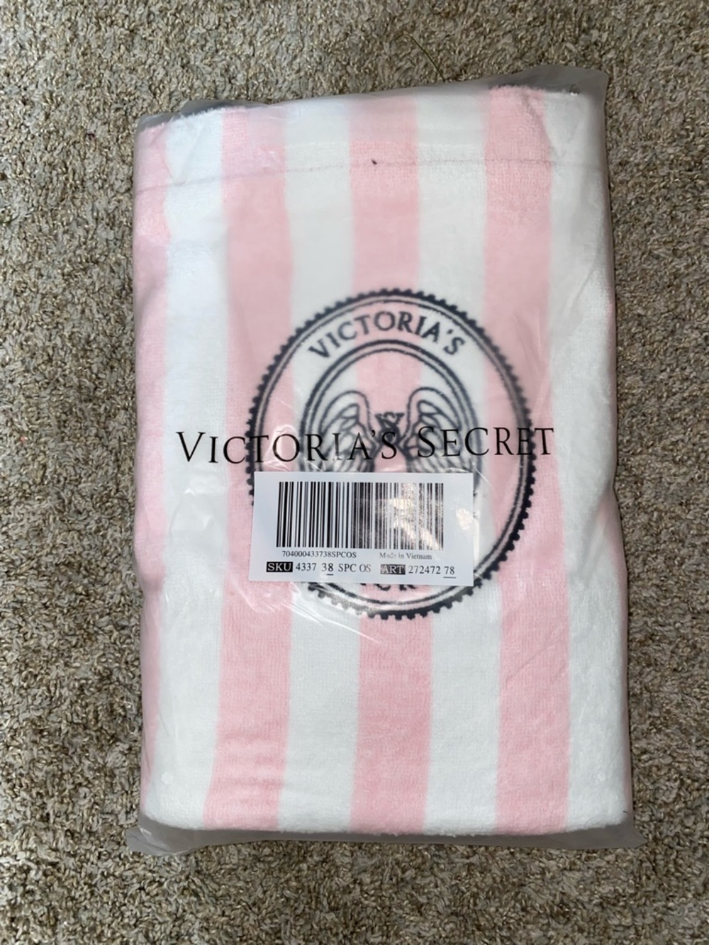Victoria's Secret Pink and White Striped Logo Tote Bag- Super Cute! NWT